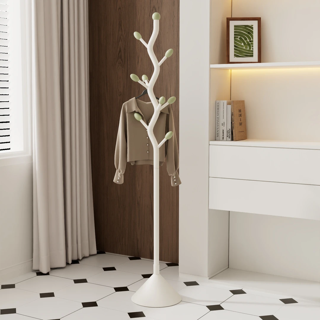 奶油风挂衣架落地式卧室衣架意式轻奢床边衣帽架客厅玄关挂包架