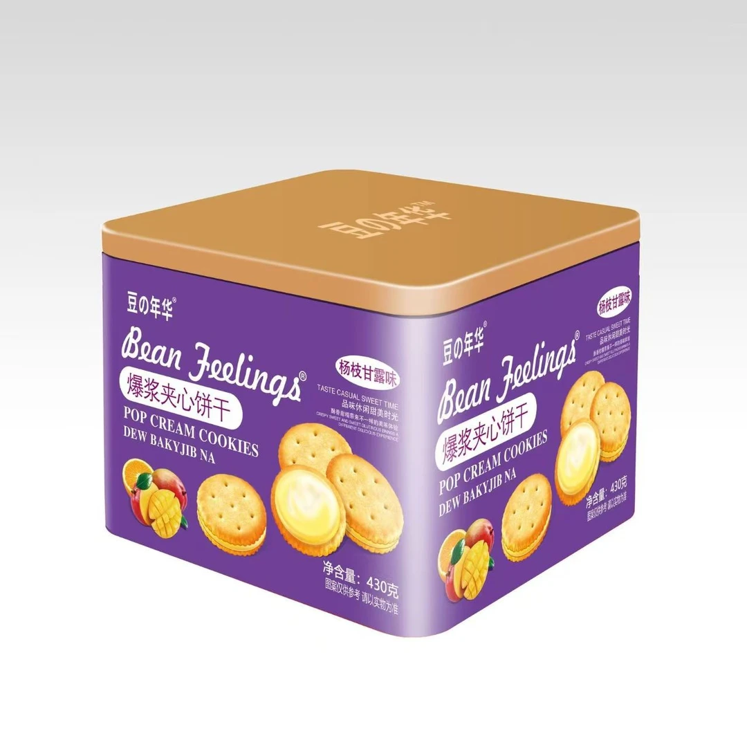 豆の年华杨枝甘露味夹心饼干罐装网红零食礼盒430g整箱独立包装