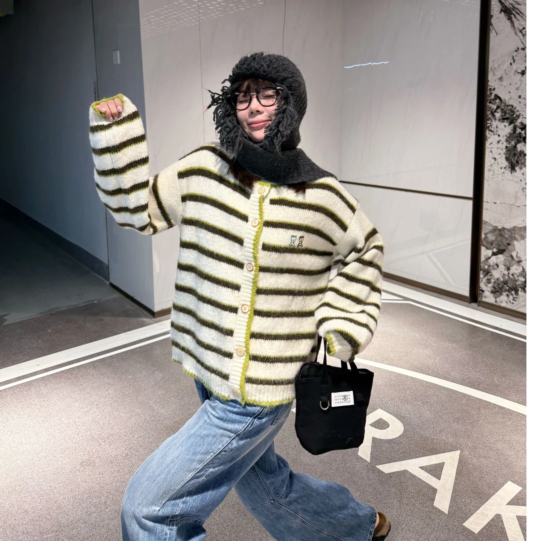 SEVENFUOO-【彩色条纹】毛衣外套
