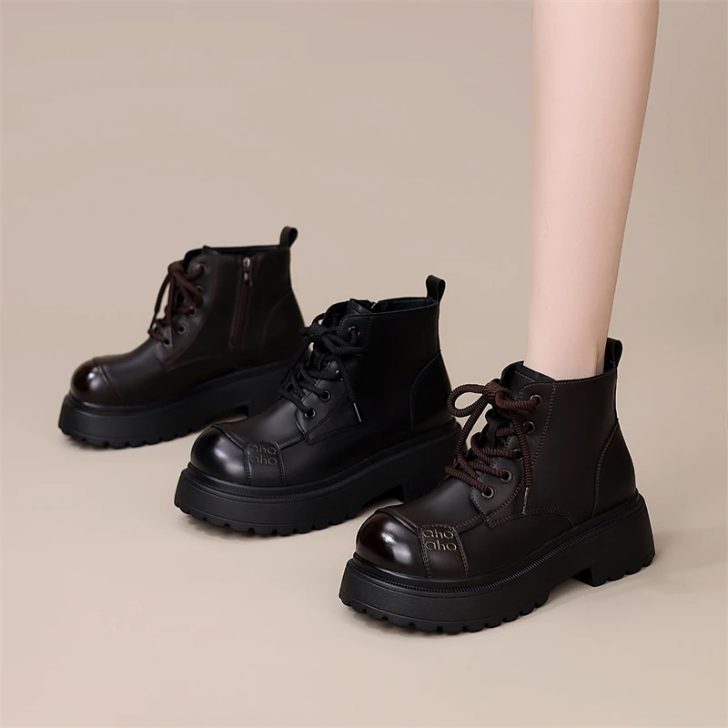 厚底马丁靴女2025秋冬季新款时尚百搭加绒保暖棉鞋英伦风显瘦短靴