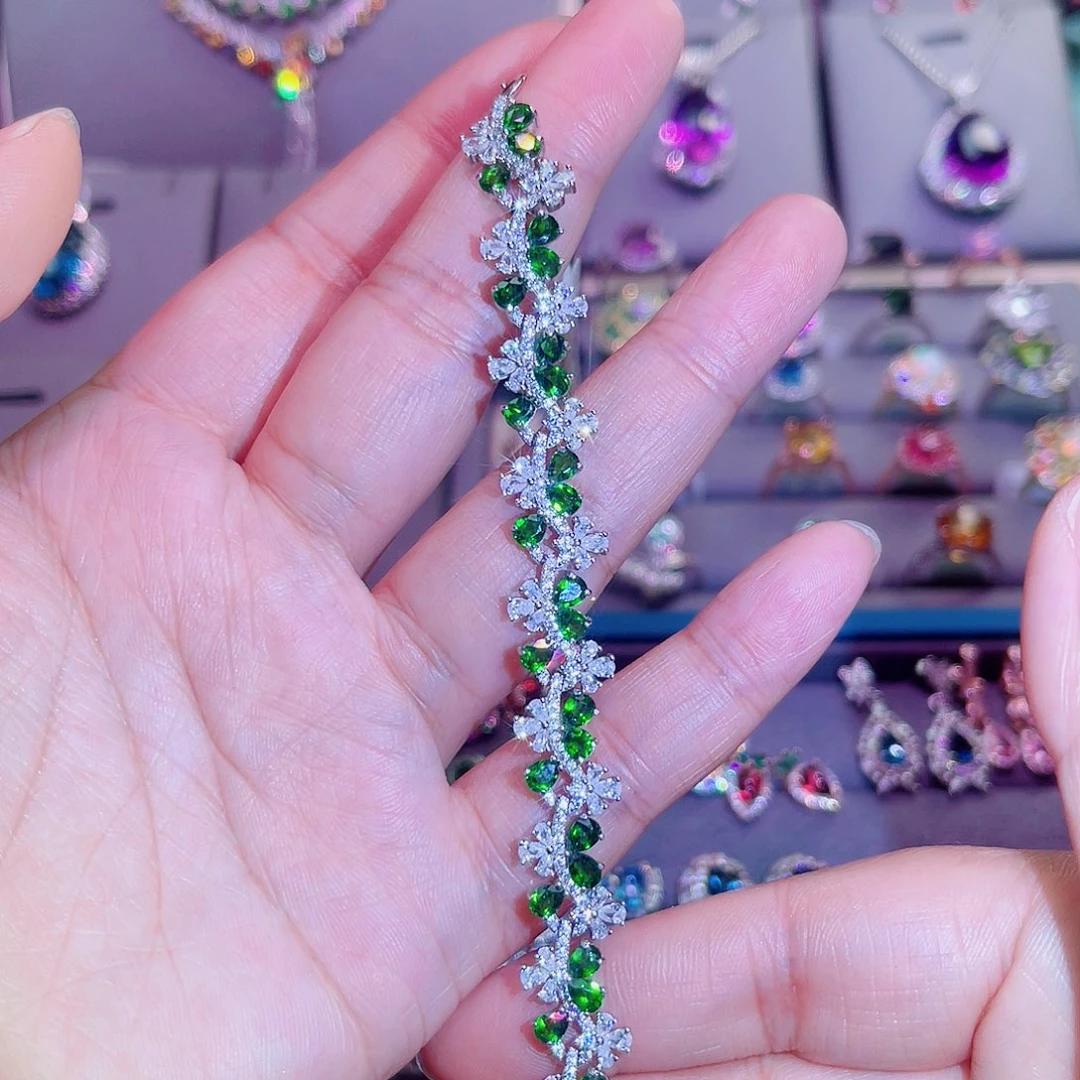 银S925镶嵌透辉石手链