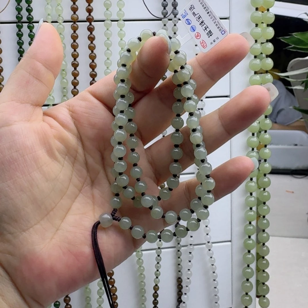 和田玉未镶嵌颈饰珠链5.8mm