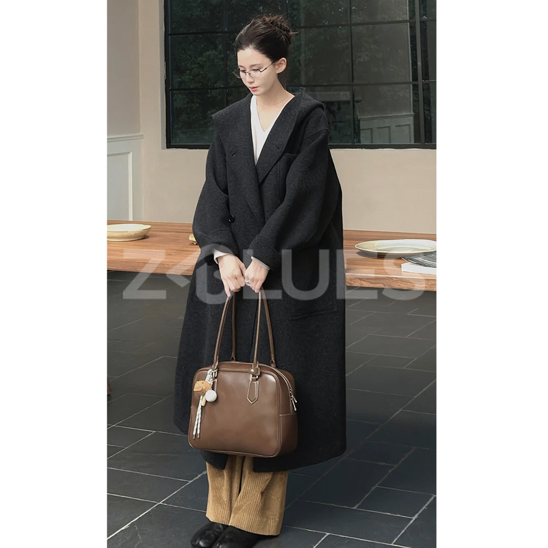 Z.blues【腔调大衣】绵羊毛连帽长款大衣YZLHKZ0247