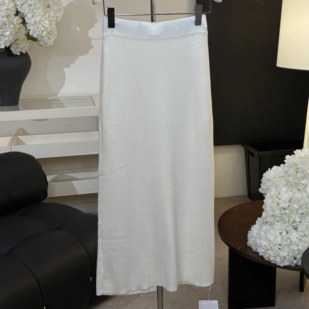 【白茶姐弟】高腰显瘦纯色针织半身裙秋季通勤百搭81458不退不换