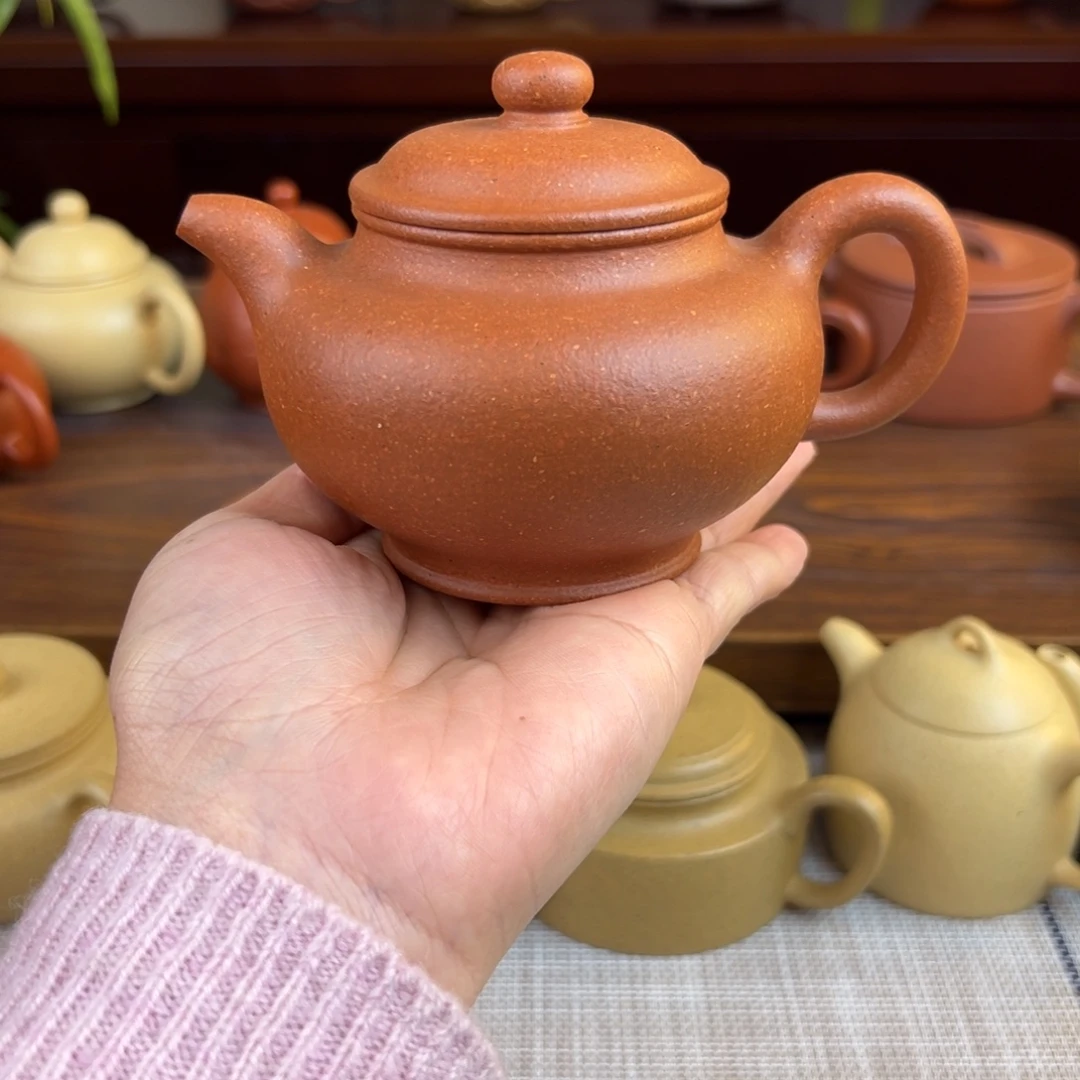 紫砂茶壶黄降坡掇只全手220cc