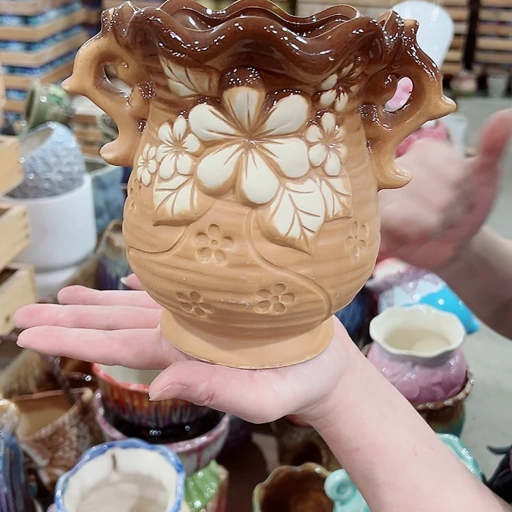 有孔，凑单福利满10元发货陶瓷多肉花盆！