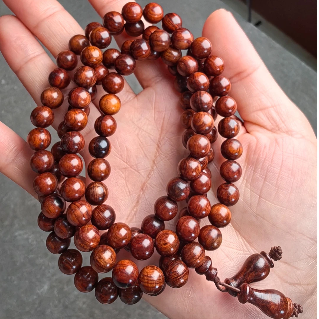 0.8x108长串念珠海南黄花梨挂脖长串