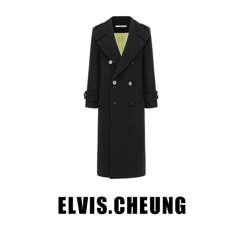 ELVIS.CHEUNG超柔羊毛呢长款军装大衣