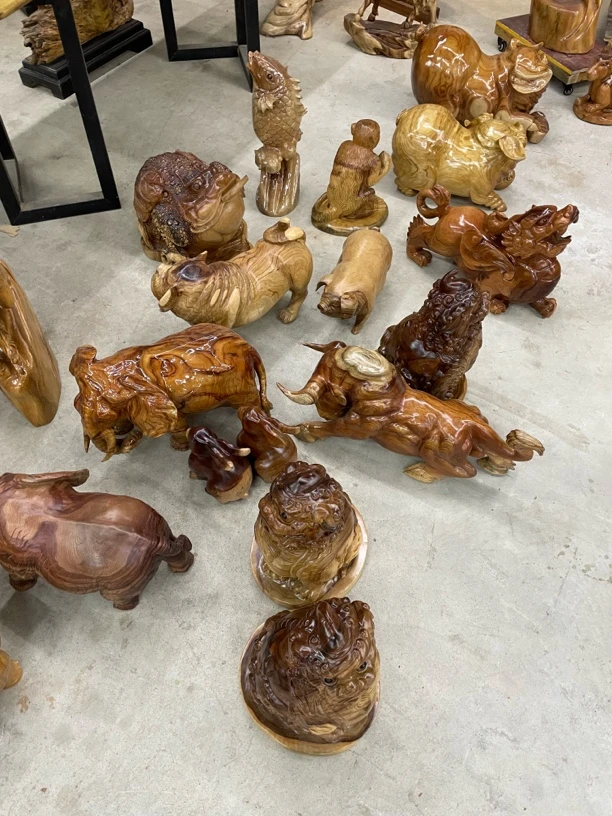 香樟木实木综合链接动物小摆件一物一拍实物为准