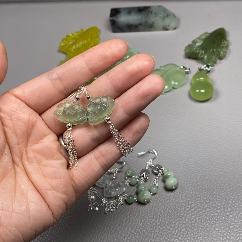【闪购商品】蛇纹石玉挂件耳饰耳环项链未镶嵌