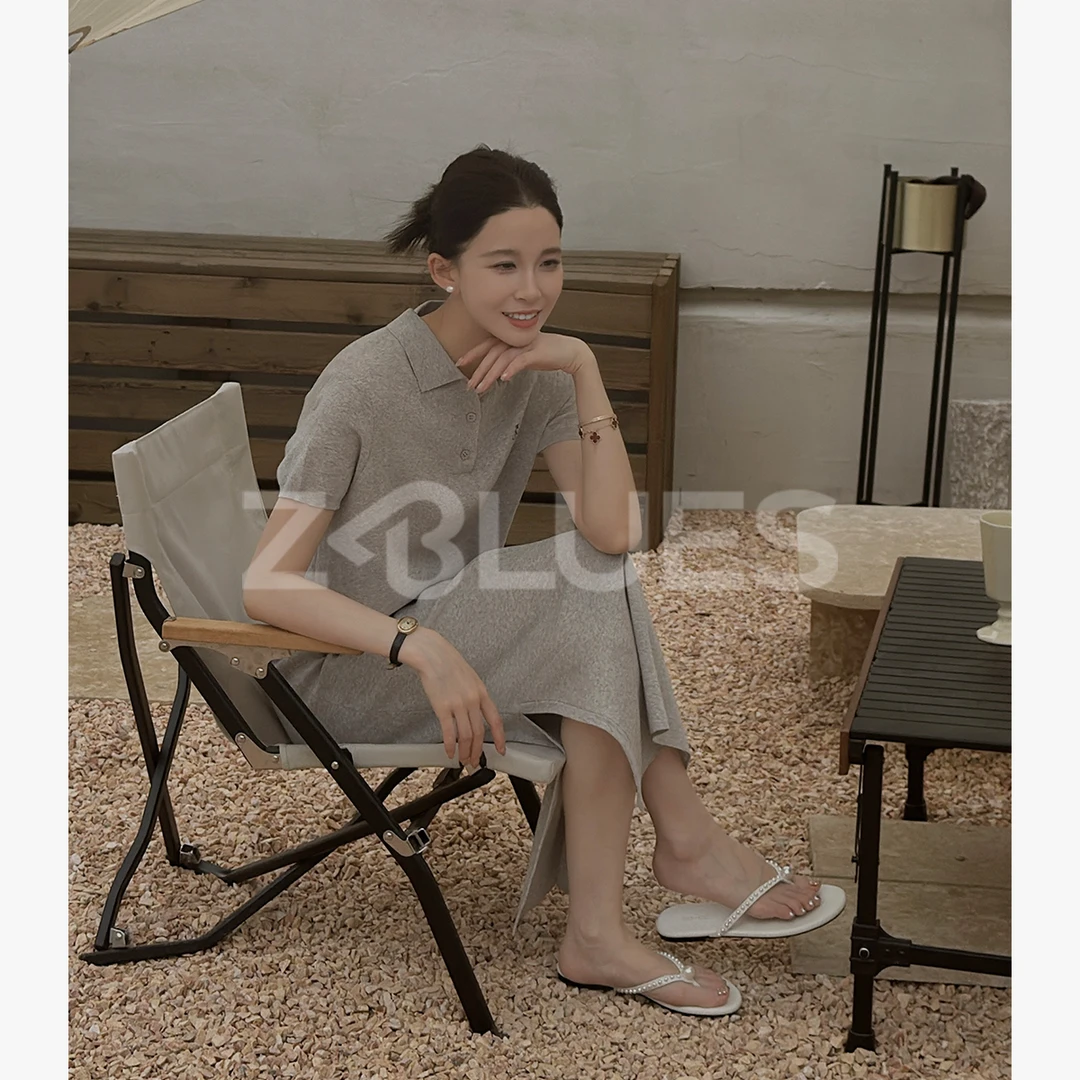 Z.blues【高智懒人裙】干爽质感刺绣标纸片人POLO连衣裙YZHLFS0020