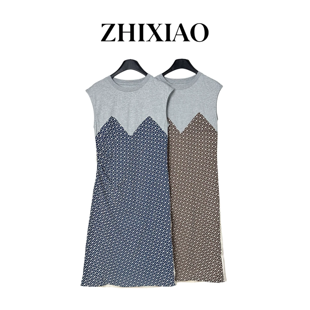 【ZHIXIAO】夏季新款：拼接无袖连衣裙9670