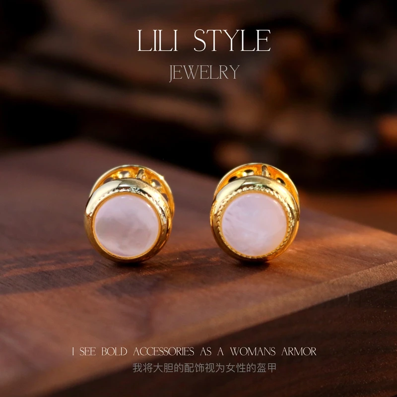 铜合金耳饰 法式复古时尚圆形耳扣女冷淡风气质独特耳环K282