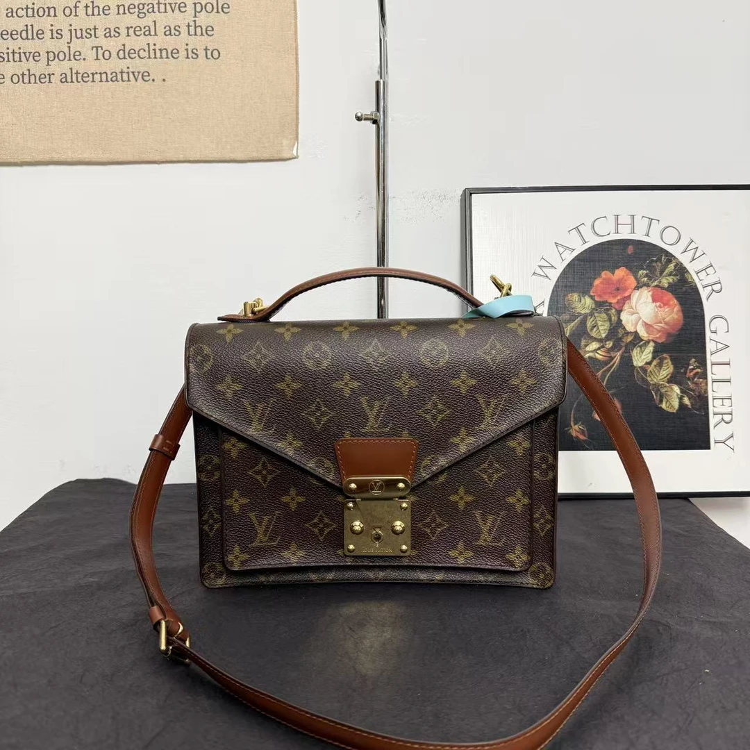 95新 LouisVuitton/路易威登 lv蒙梭公文包/手提包/斜挎包
