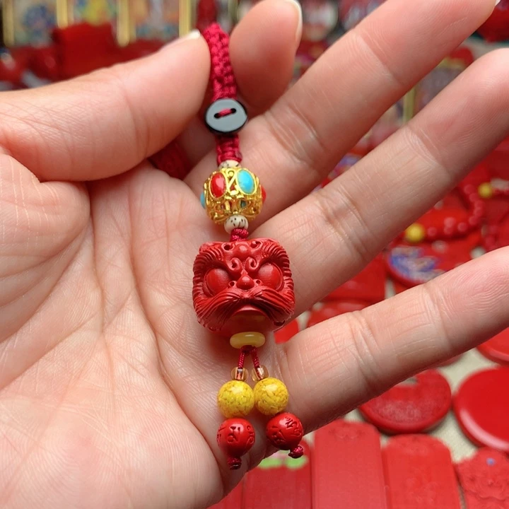 天然辰砂工艺品朱砂钥匙扣