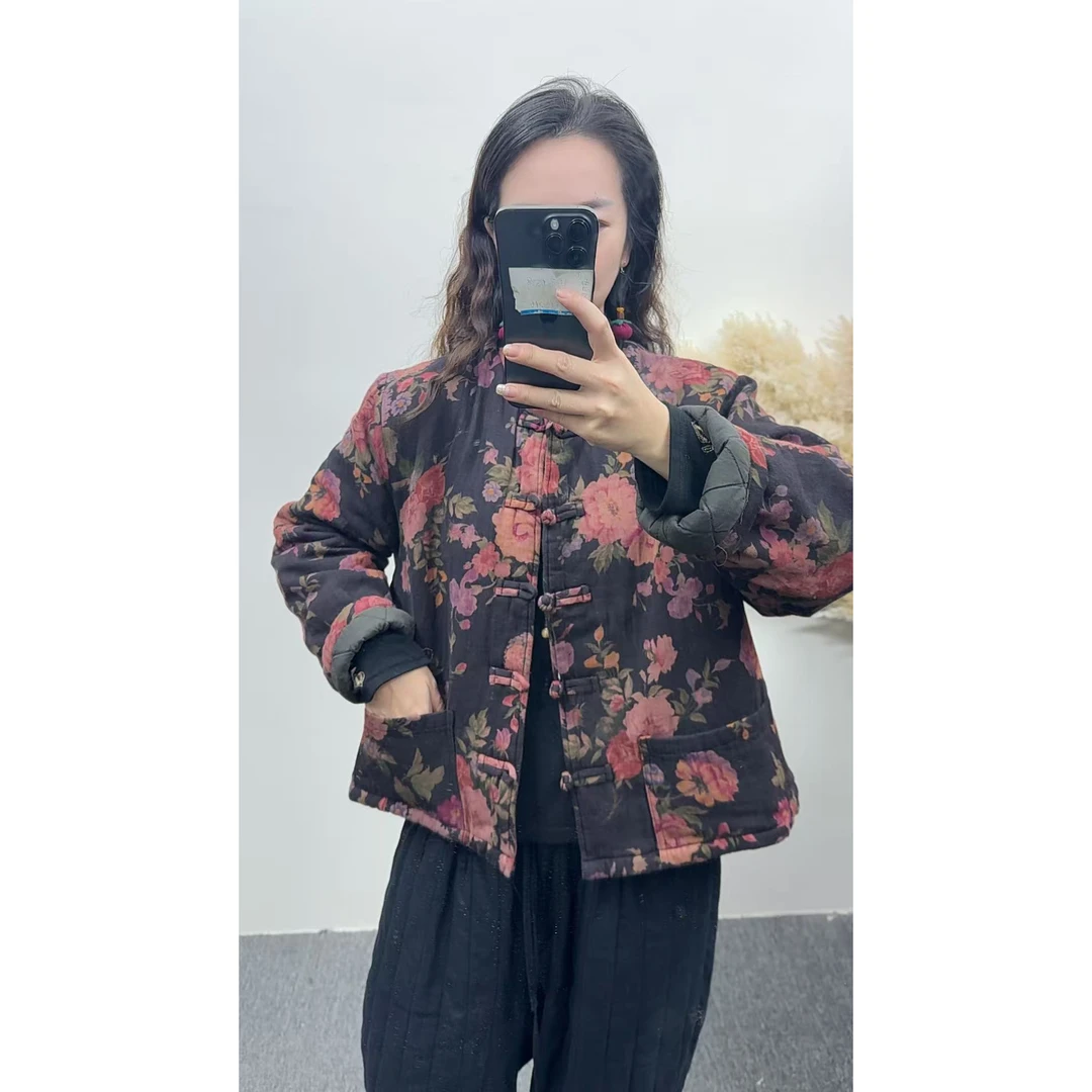 8797秋冬新款时尚气质显瘦遮肉洋气休闲女加厚宽松夹棉小棉袄外套