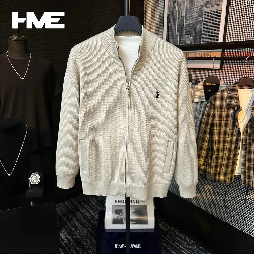 【莱赛尔混纺针织外套】轻奢时尚立领开衫毛衣男士秋季百搭立领外套