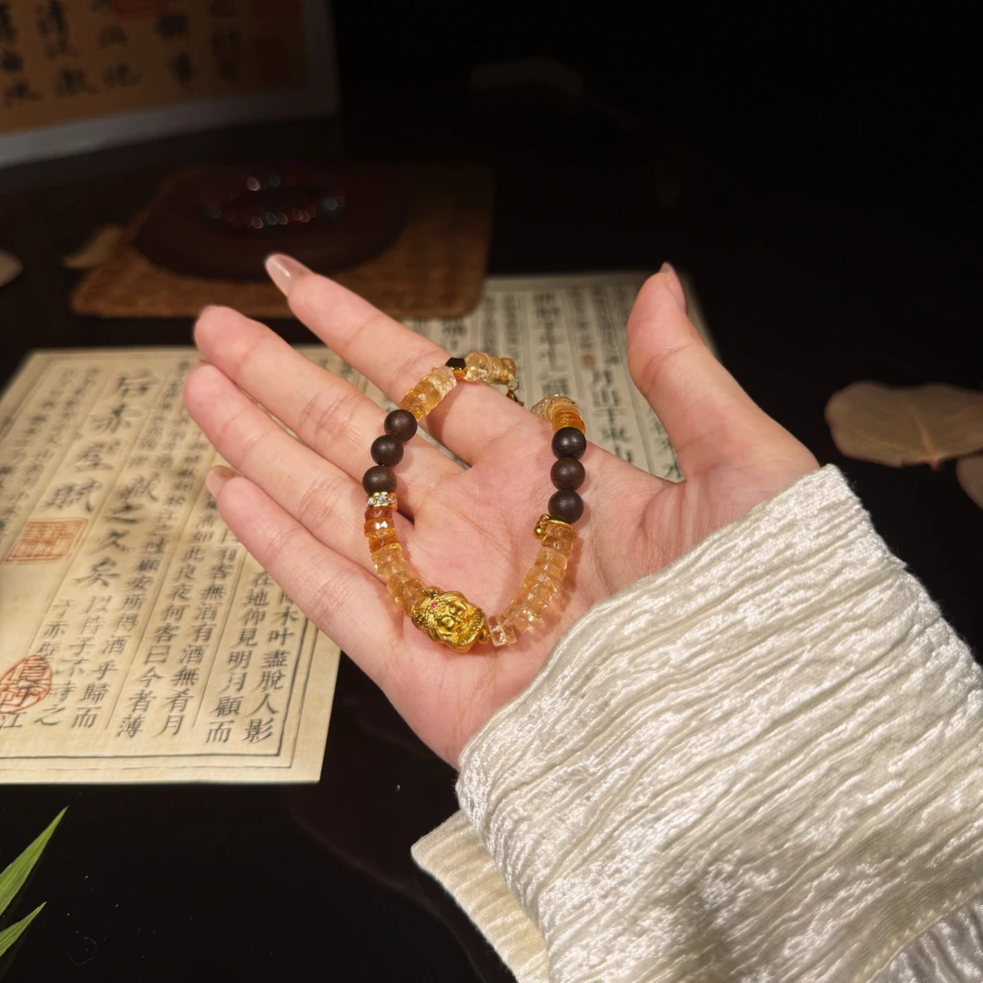 非金属木质手链 古灵阁原创 印度进口渐变黄扎基拉姆手链