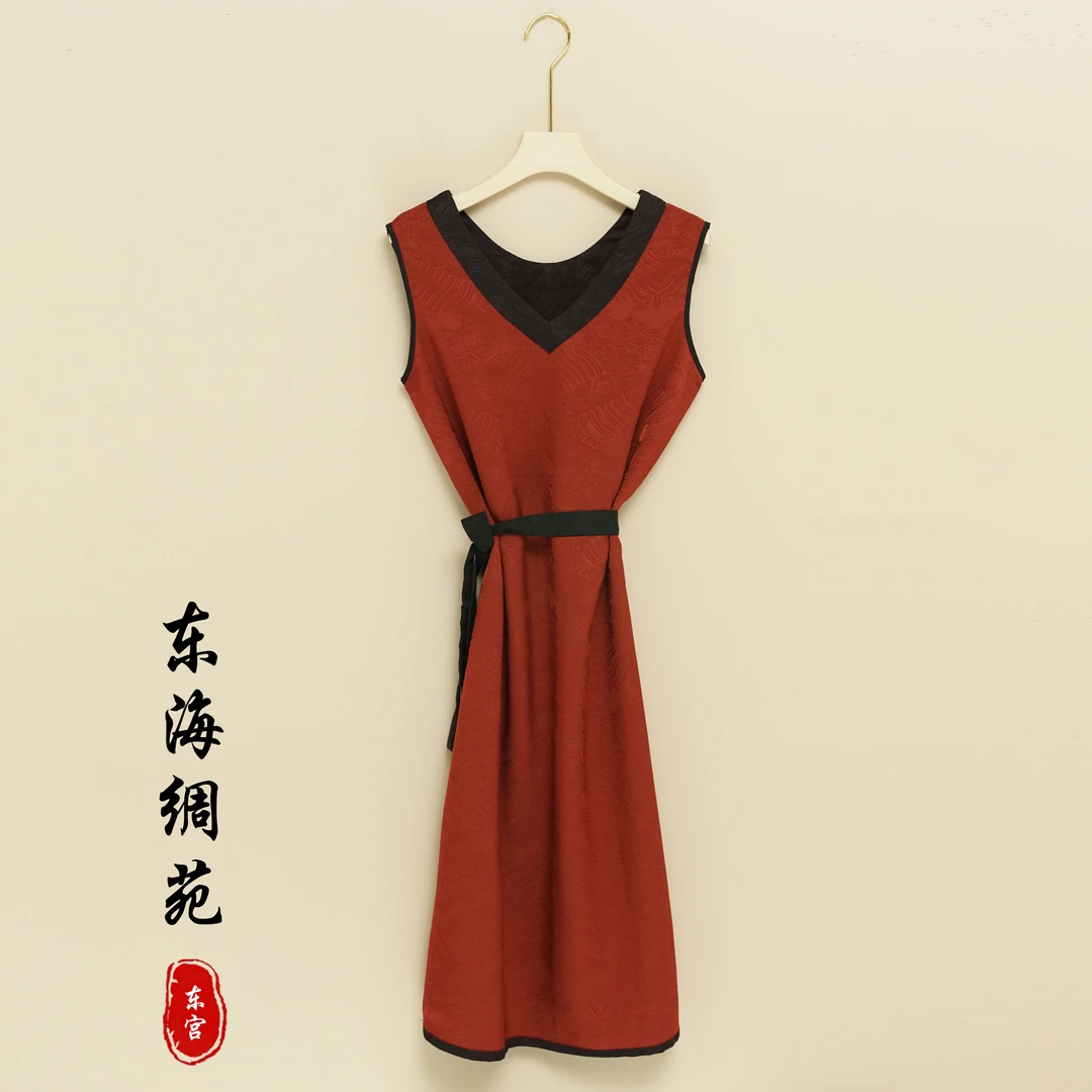 【东海绸苑】新中式休闲提花背心连衣裙（J21）