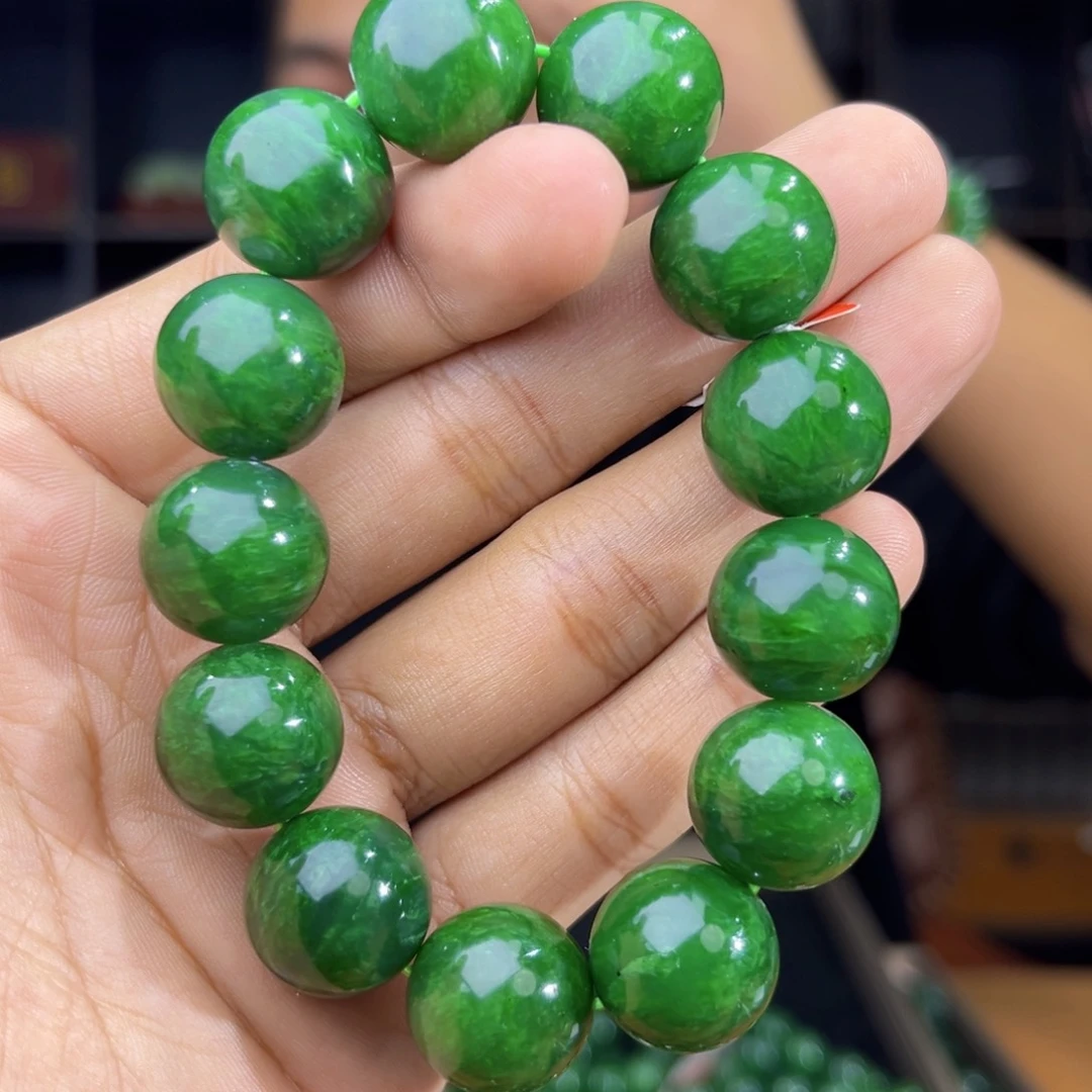 和田玉未镶嵌手串天然和田玉俄罗斯五号矿琉璃翠卡16