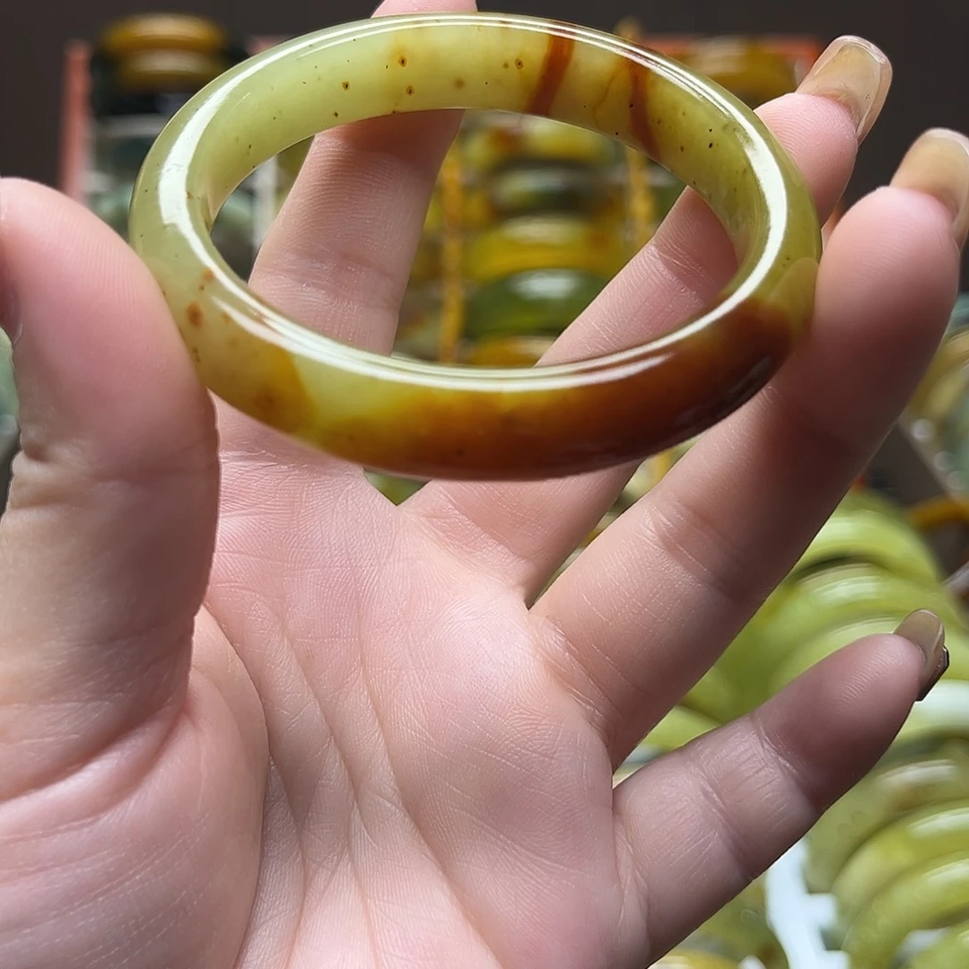 岫玉未镶嵌手镯54.5圈口默认微瑕不退换