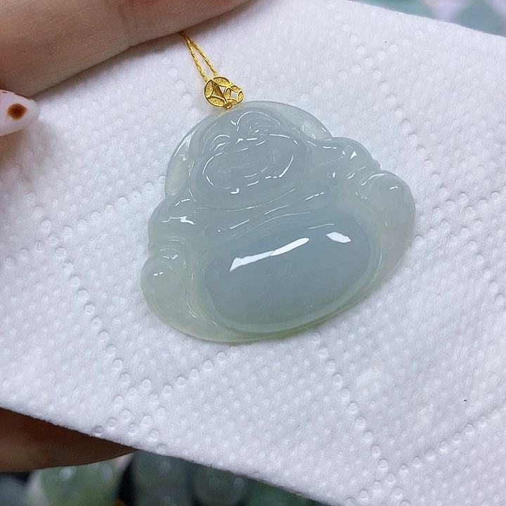 翡翠18K金镶嵌颈饰挂件