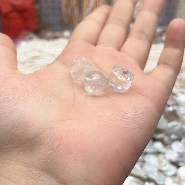 未镶嵌玛瑙/玉髓珠宝半成品一个14/13mm左右白水晶kt猫