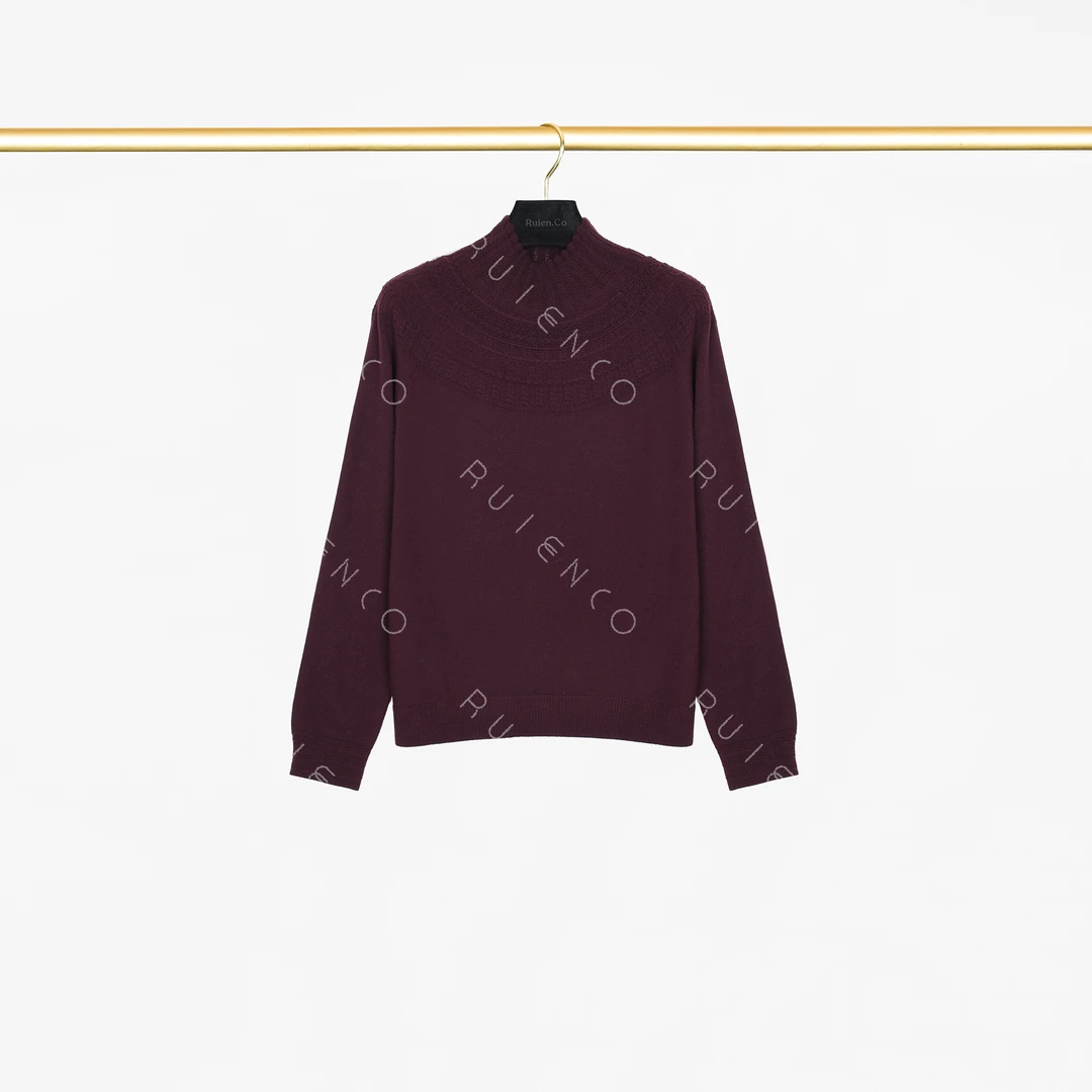 我是摩羯 维多利亚下午茶 澳洲美丽诺羊毛半高领镂空花纹羊毛衫