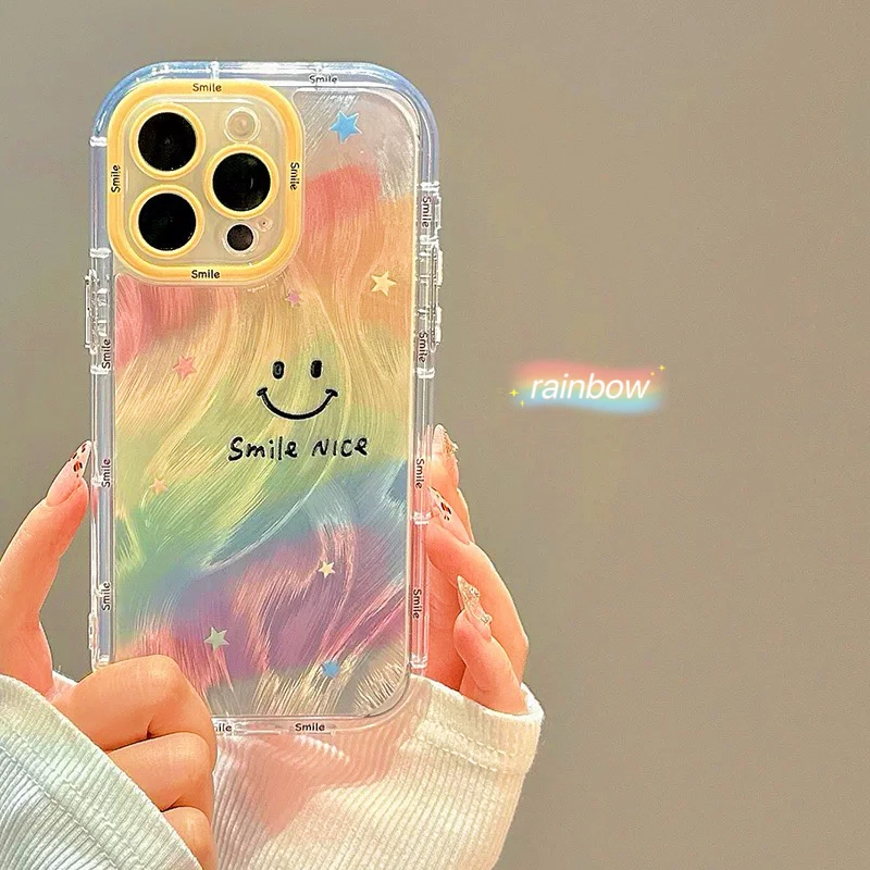 【羽纱彩虹】创意卡通ins风多巴胺女款可爱苹果手机壳适用iPhone16