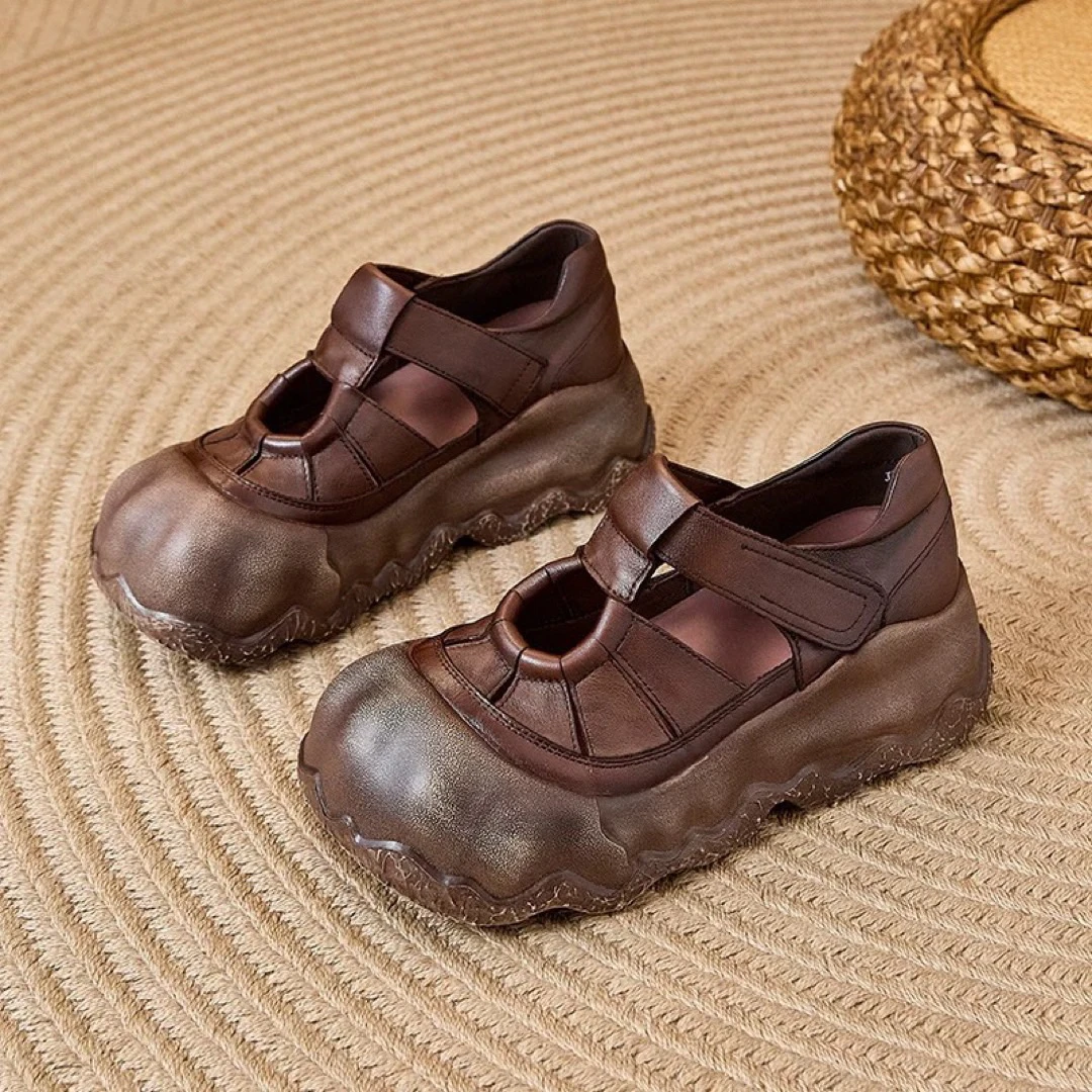 【木木新品】5520#真皮镂空厚底鞋