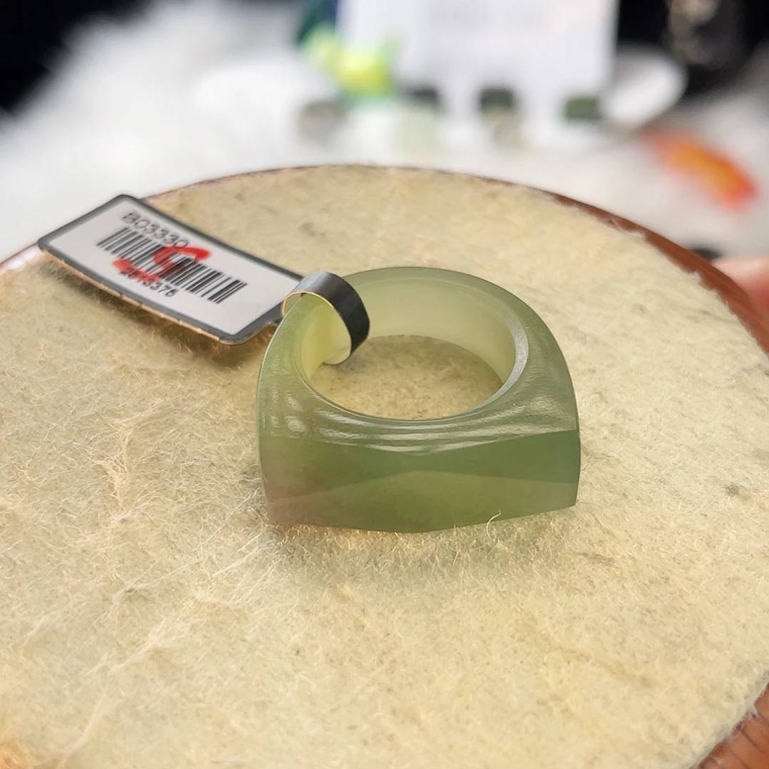 和田玉未镶嵌戒指c73 紫翠马鞍17.5