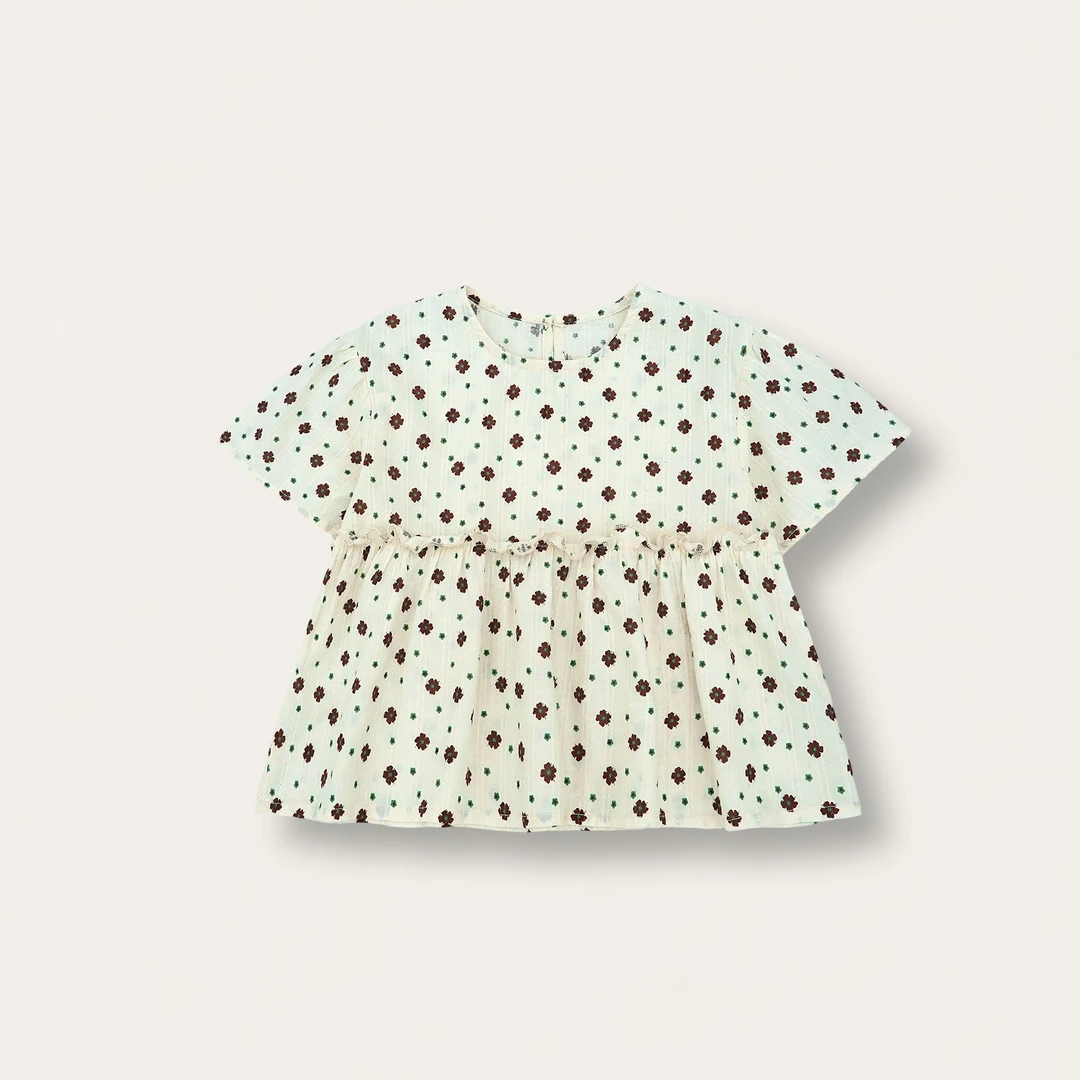 〖姐姐家〗2025夏款萌娃穿搭收腰枫叶碎花娃娃衫衬衫26651