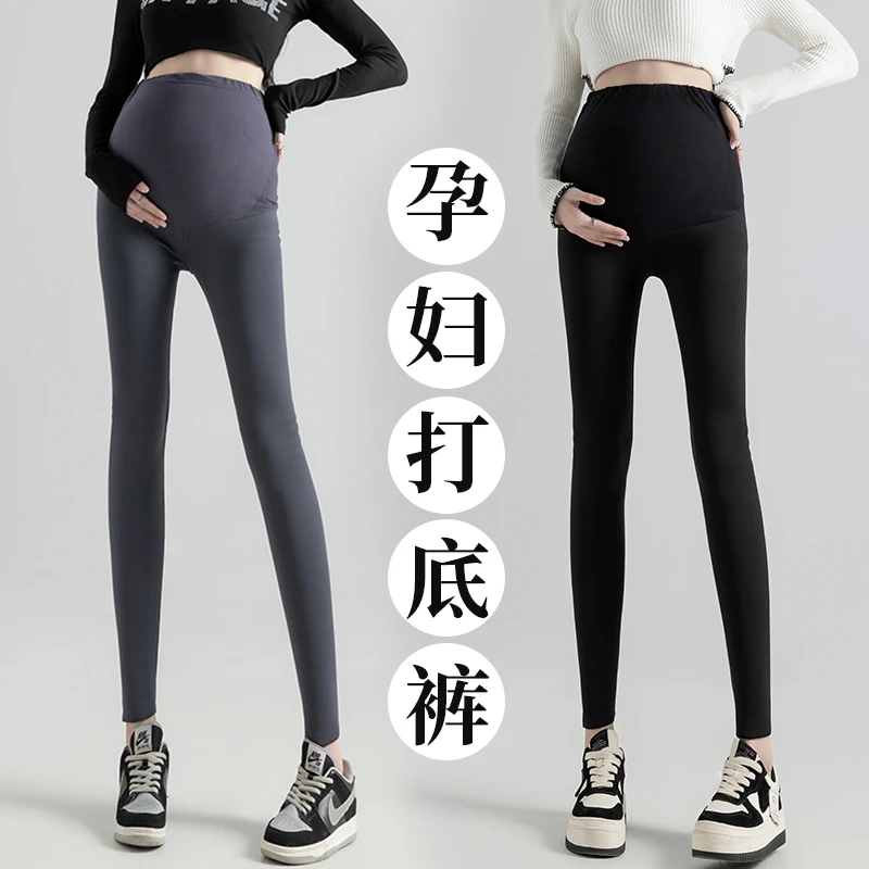 孕妇春季托腹裤子春秋款鲨鱼皮打底长裤秋季瑜伽裤春秋百搭芭比裤