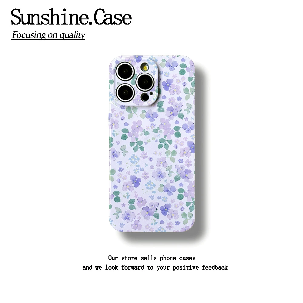 紫色小碎花菲林软壳适用苹果oppo华为荣耀vivo小米一加手机壳全包