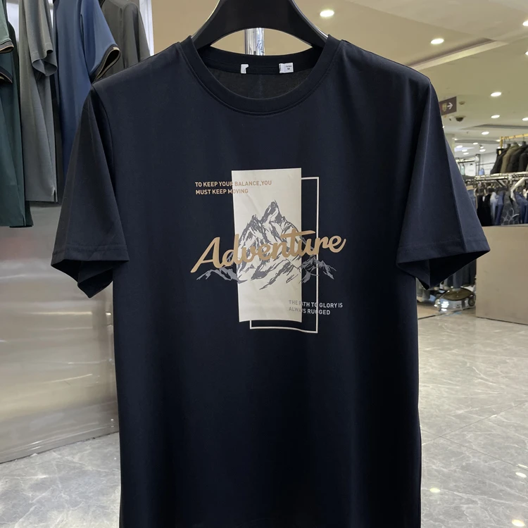 （W808）凉感透气夏新品舒适男印花圆领百搭短袖T恤品牌撤柜剪标