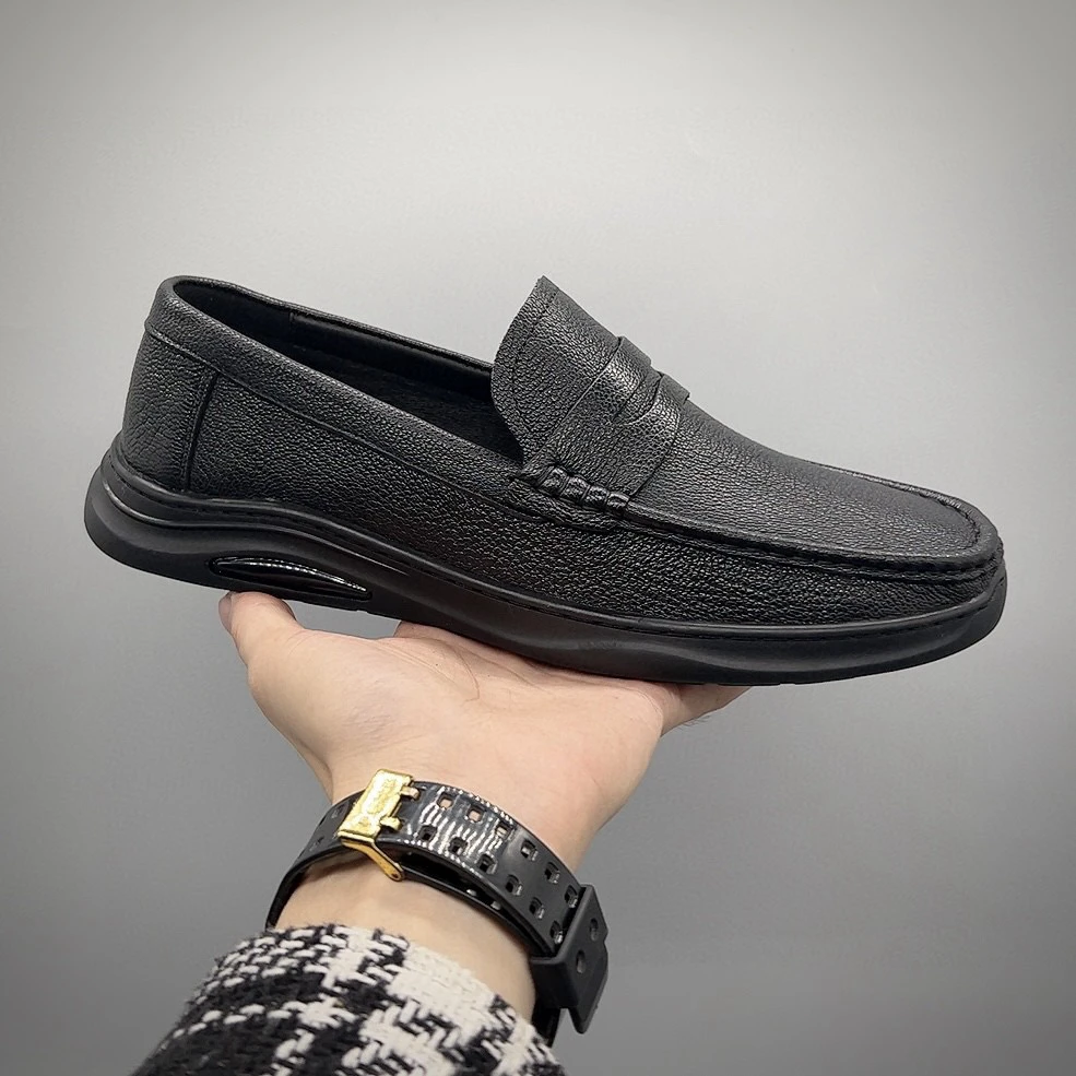 夏季休闲豆豆鞋春秋新款男鞋羊皮平底一脚蹬套脚商务皮鞋乐福皮鞋