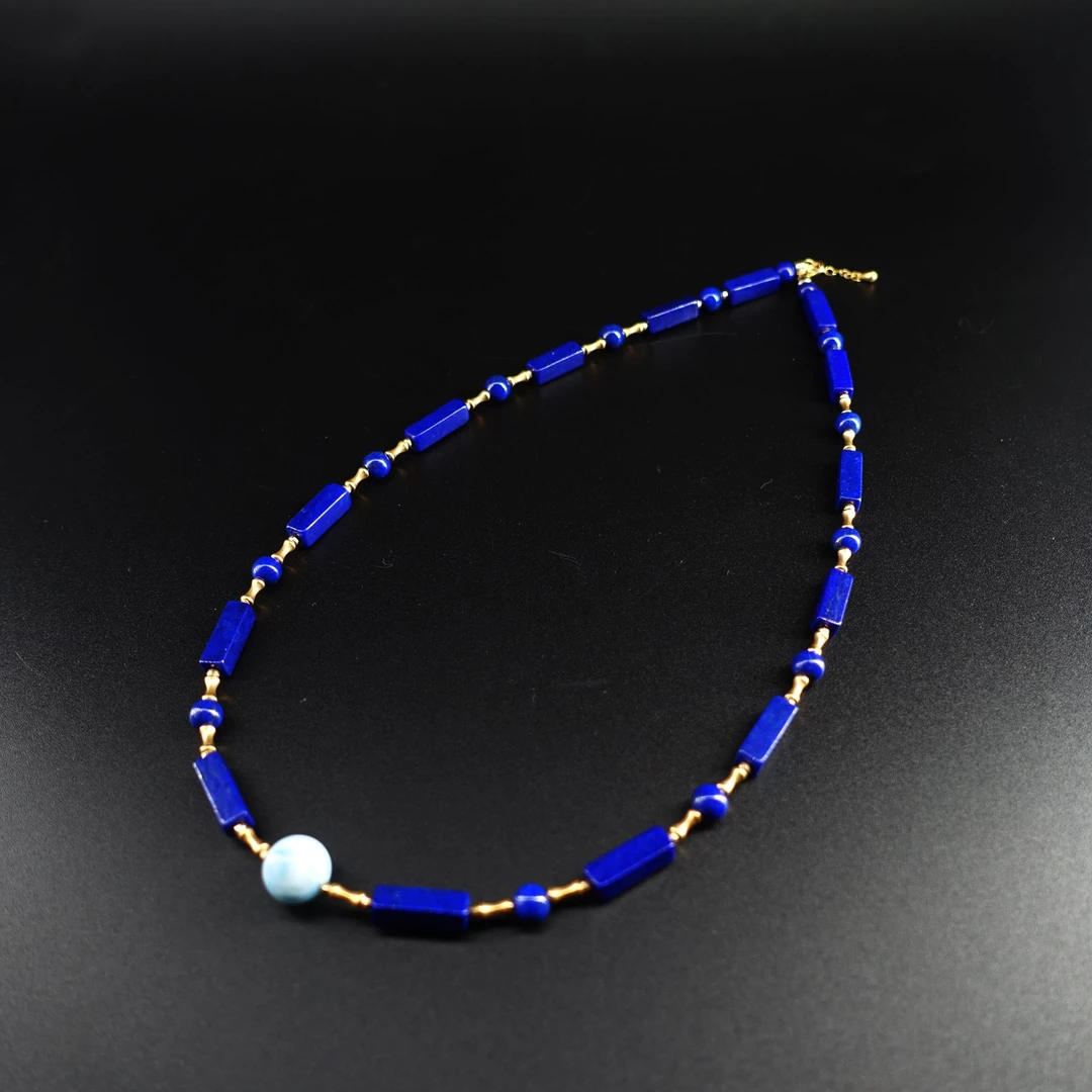 JUSTARRY【坤泽】18k金天然老矿青金石设计款项链（定位扣非18k金）