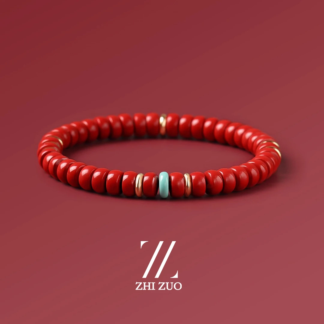 天然辰砂直切朱砂手串串珠手链女款本命年送礼物精致饰品小众珠宝