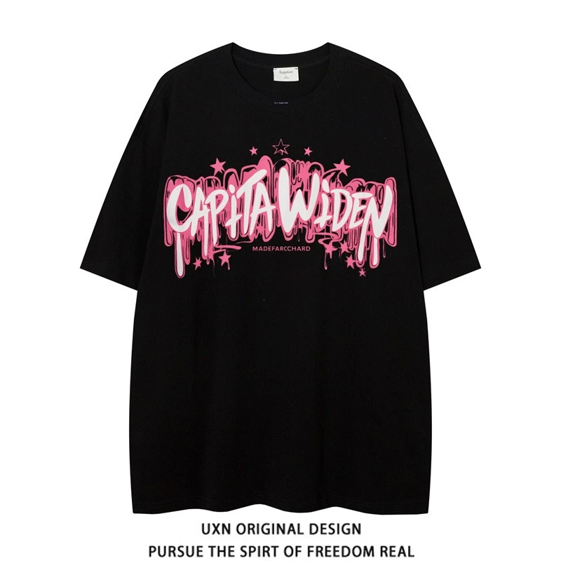 星星字母bf原创潮牌印花短袖女T恤情侣装趣味上衣2025新款夏季ins