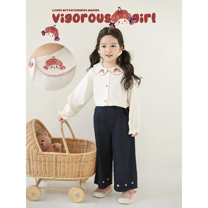 YOEHYAUL/幼悠幼悠【甜美学院】春叁波女童洋气舒适长袖衬衫 C3244