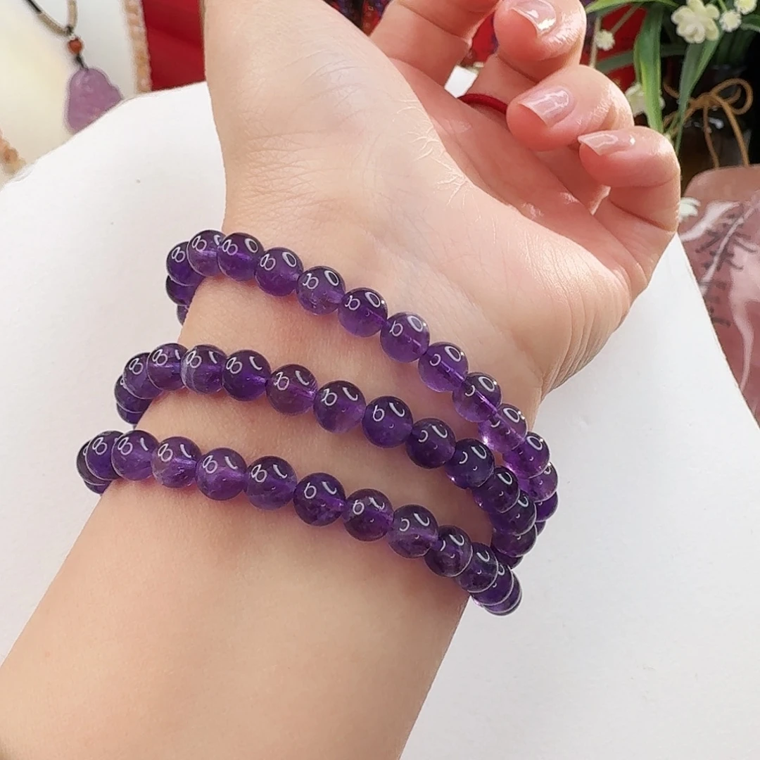 手链未镶嵌水晶3圈紫水晶