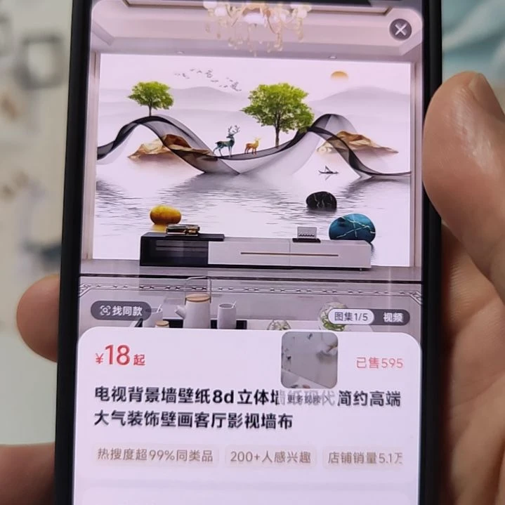 为***待客厅电视墙壁画壁布