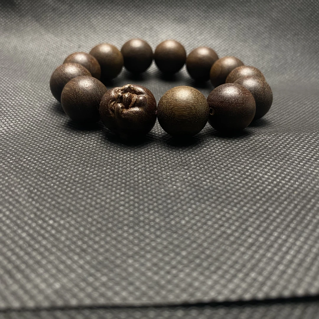 【老孙】黑金贡木1.8*13颗雕刻弥勒单圈手串