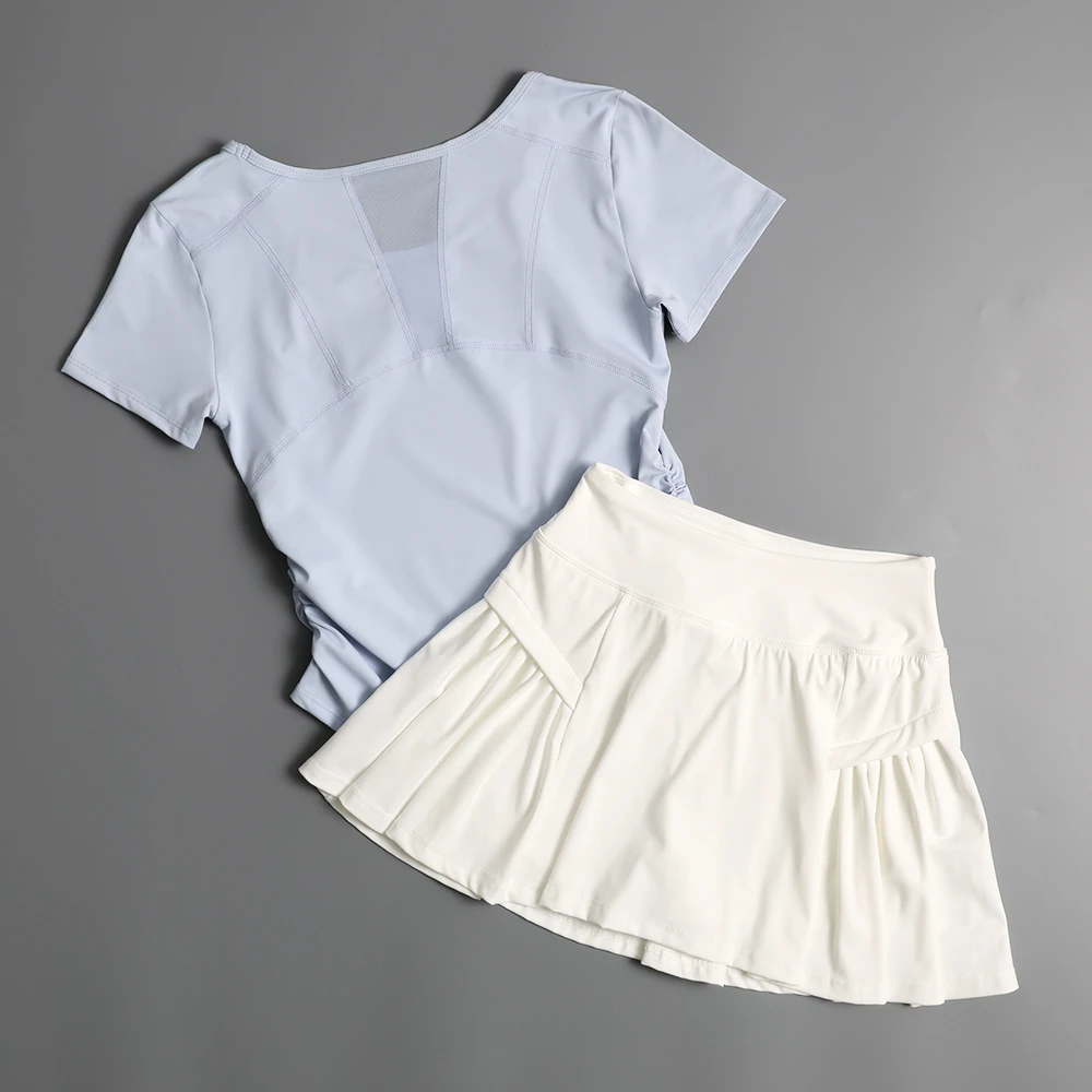 高颜值健身套装女夏季修身羽毛球网球运动服薄款瑜伽服跑步速干衣