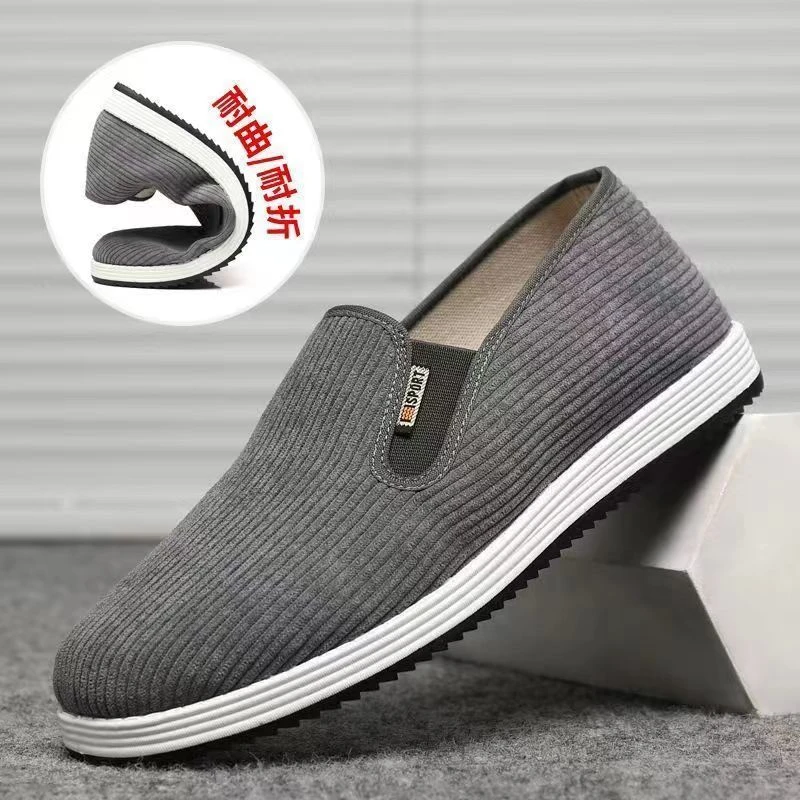 新款软底北京潮款灯芯绒脚蹬布鞋艾草舒适脚感透气防滑耐磨开车