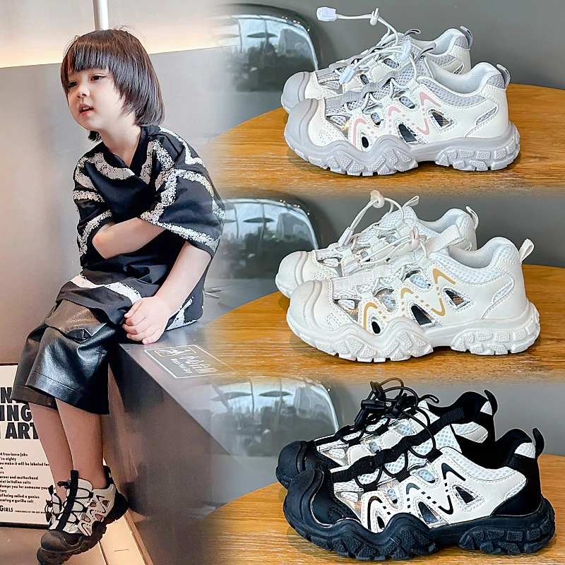 2025年新款夏季儿童时尚百搭款潮流网面舒适镂空运动凉鞋 1819 TY