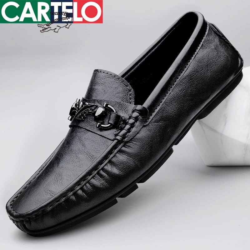 CARTELO/卡帝乐鳄鱼潮流韩版豆豆鞋真皮透气软底驾车鞋时尚乐福鞋