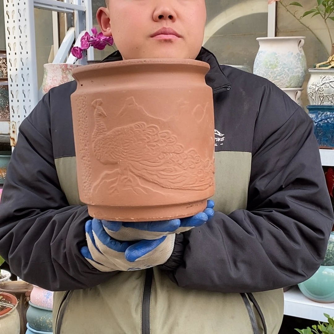 花盆紫砂口20高20瑕疵