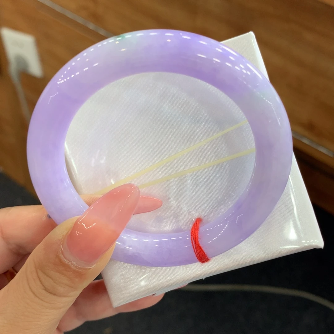 翡翠未镶嵌手镯58.2圆条，满紫