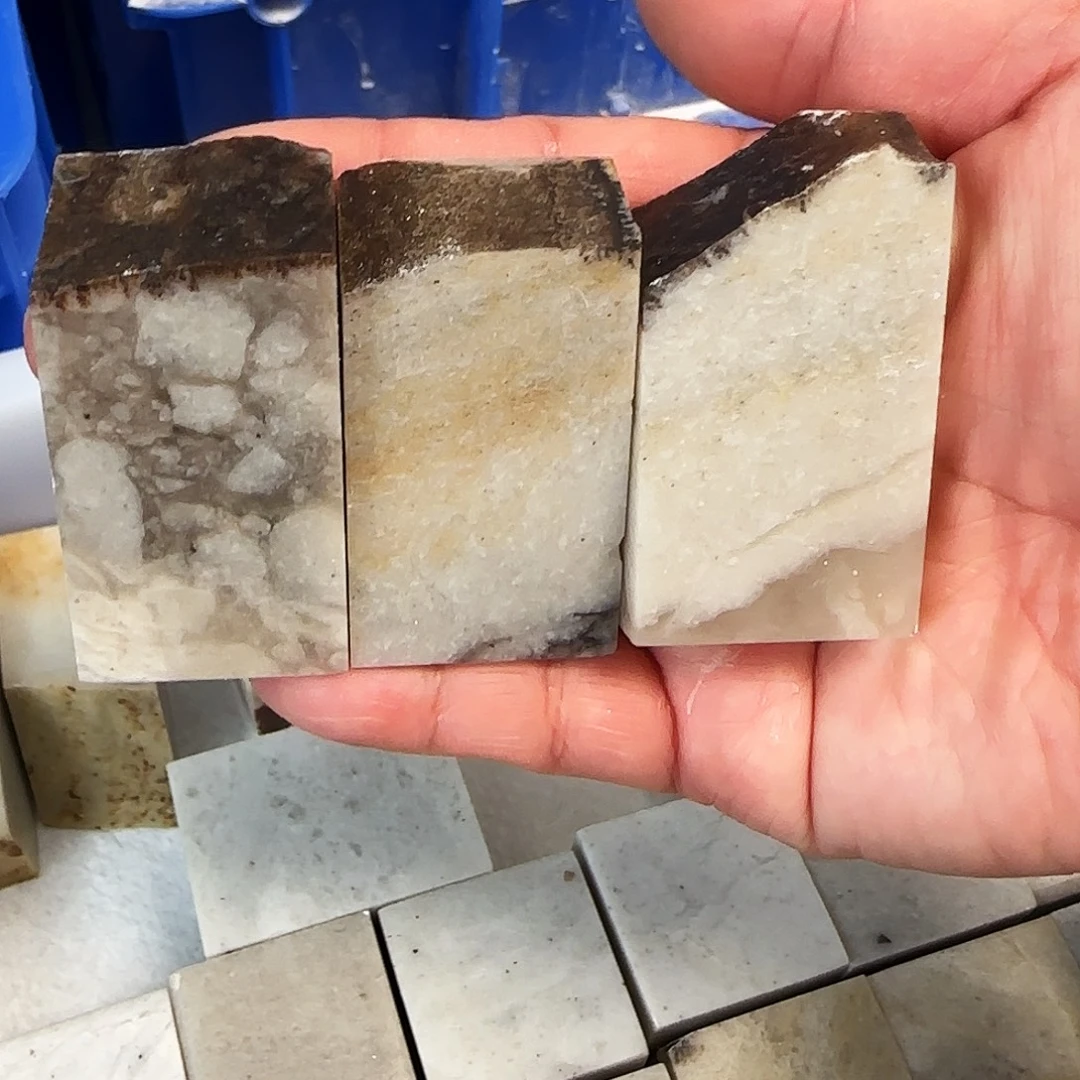 昌化石印石长白石冻质石皮扁章3枚